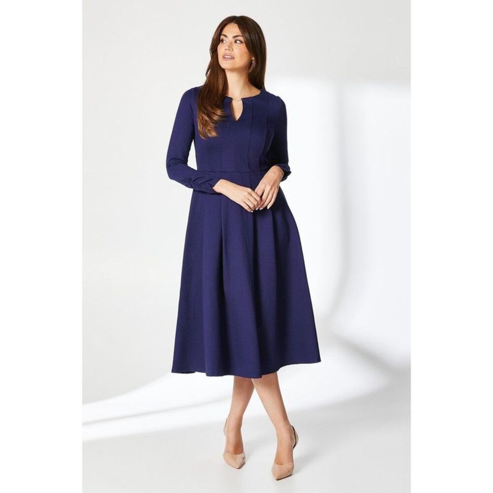 Principles Womens/Ladies Ponte Pleat Waist Midi Dress / Navy
